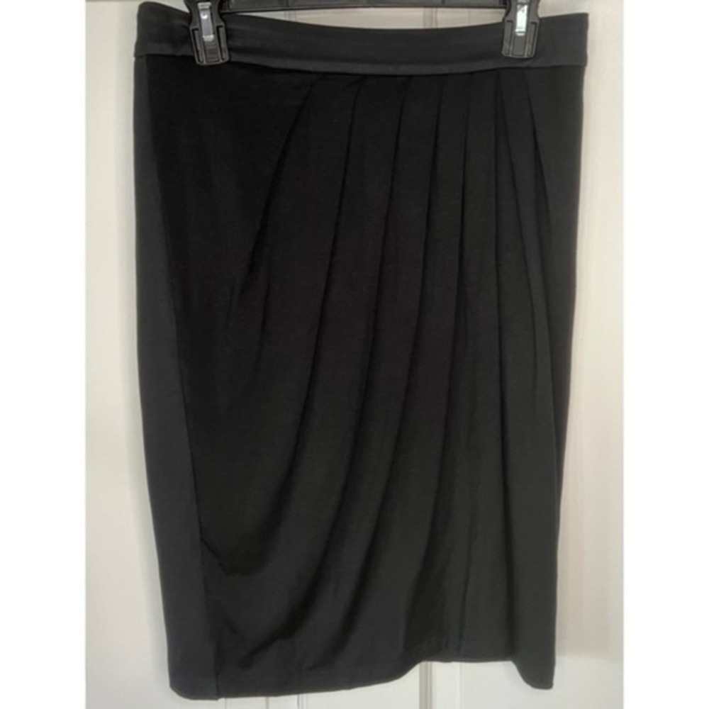 MaxMara Gonna Solid Black Pleated Pencil Skirt Size 44 NWT